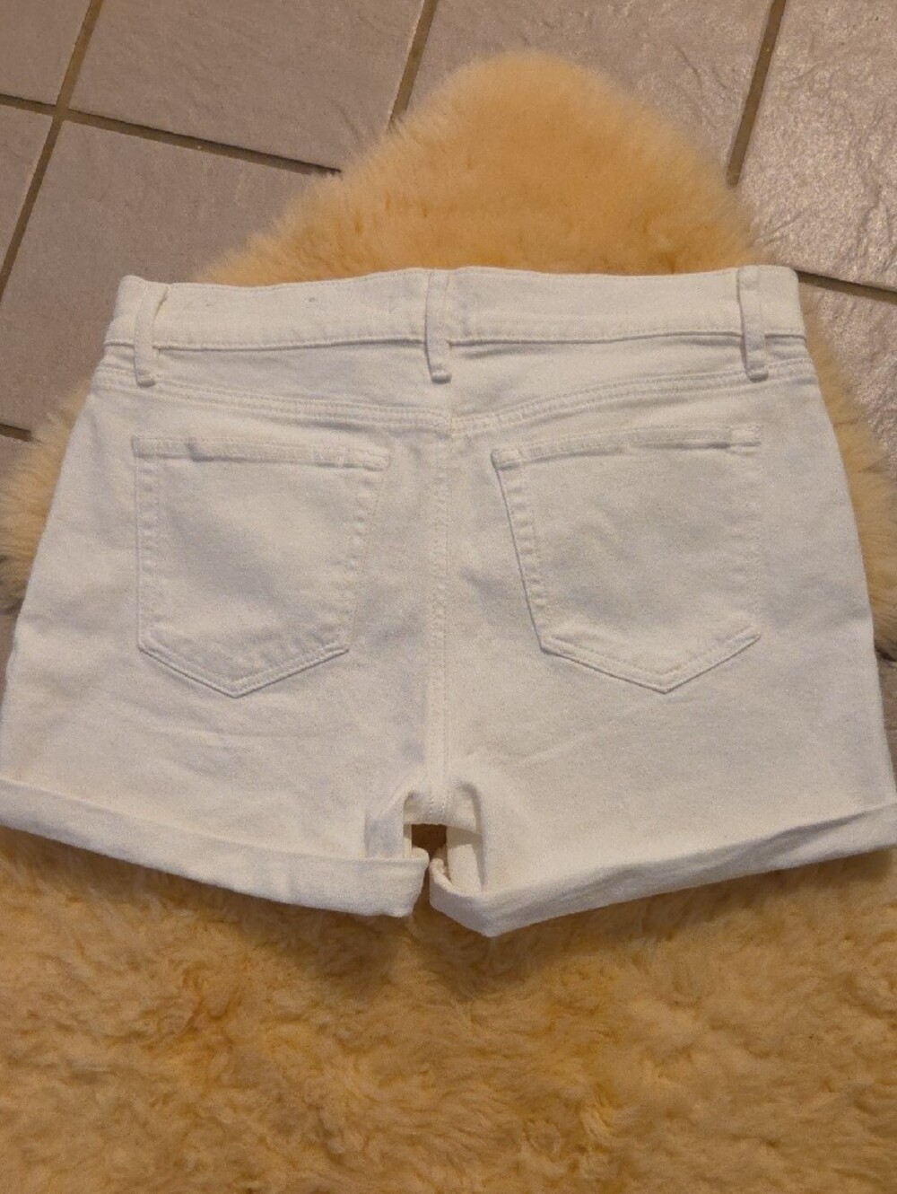 LOFT White Denim Rolled-Hem Jean Shorts - Picture 3 of 3